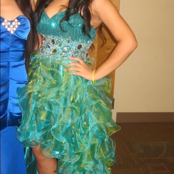 Green and Blue High low gown - Picture 1 of 2